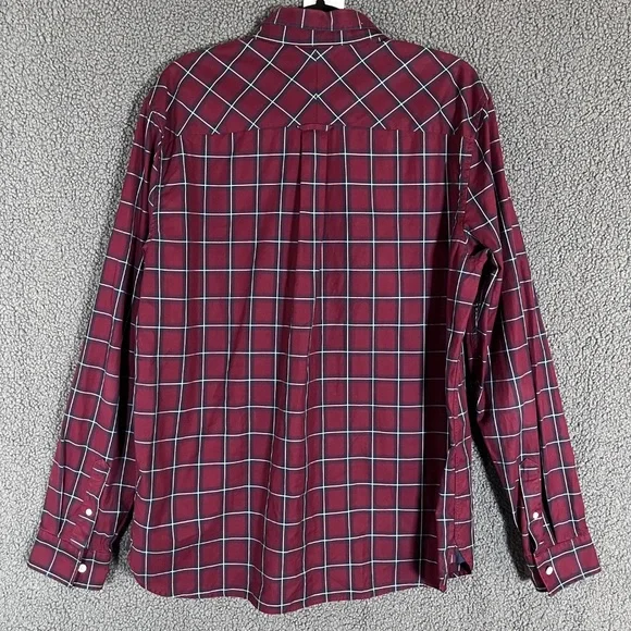 Fred Perry Plaid Cotton Button Down Long Sleeve Shirt - Men's Size XL - Red - Picture 4 of 9